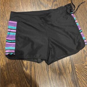 Athleta Black Shorts with Purple and Green Stripes